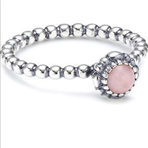 Pandora pink opal October birthday blooms ring size 54 (7)